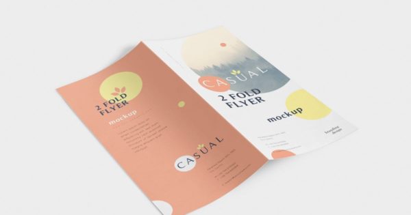 两折页宣传单设计效果图样机素材 Bifold Flyer Mockups