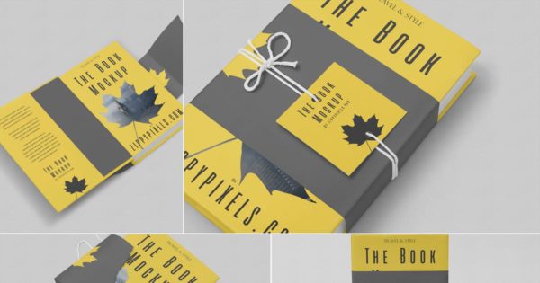 可定制精装图书硬封设计样机素材模板 Customizable Hard Cover Book Mockups