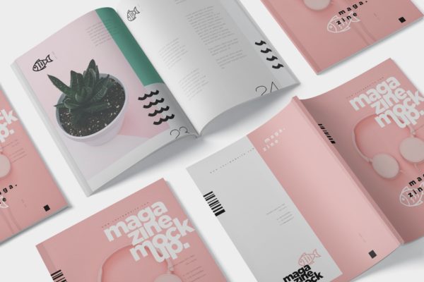 美国信纸尺寸规格杂志封面&内页排版设计效果图样机素材 Magazine Mockup – US Letter 8.5×11 Inch Size