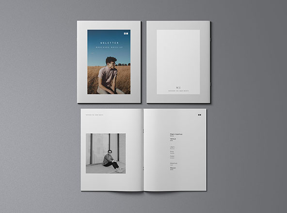 美国信纸尺寸企业宣传单印刷效果图样机素材PSD模板 US Letter PSD Brochure Mockup