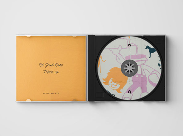 CD盒包装盒外观设计效果图样机素材PSD模板 CD Jewel Case Mockup – Photoshop .PSD
