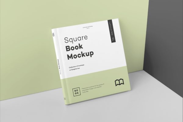 方形精装图书封面&内页版式设计预览样机素材 Square Book Mock up 2