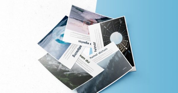 A4/A5规格传单设计平铺叠放俯视图样机素材模板v2 A4/A5 Horizontal Flyer Mockups V2