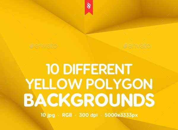 10款不同的抽象多边形背景图片 10 Different Yellow Polygon Backgrounds