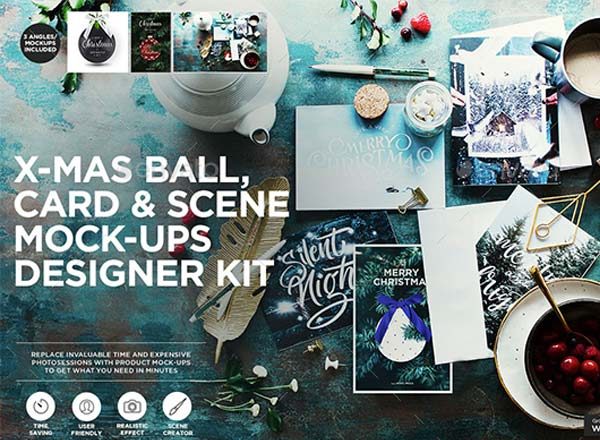 第一素材下午茶：高品质的真实质感的圣诞节素材PSD下载