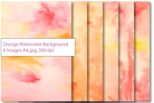 黄橙色水彩背景图片 Yellow Orange Watercolor Background