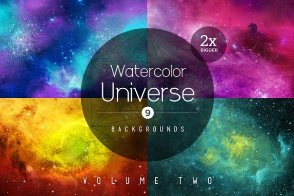 水彩多彩宇宙太空背景图片 Watercolor Universe Backgrounds – 2