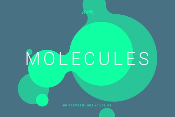 抽象分子结构扁平化风格背景图片v02 Molecules | Flat Backgrounds | V02