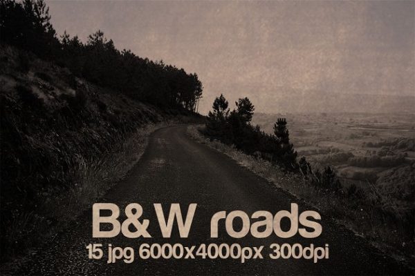 复古黑白胶片效果山路/道路高清照片 vintage B&W roads photo pack