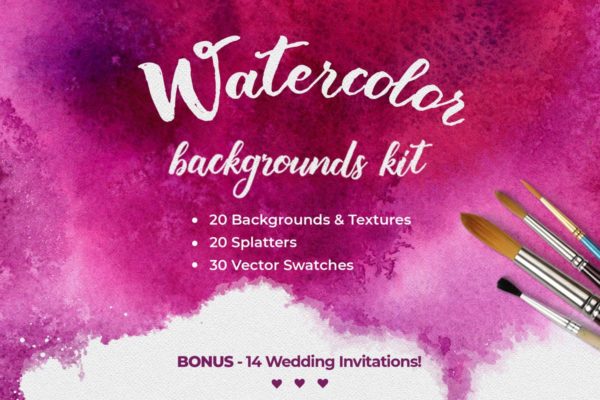 水彩风格背景图片设计素材合集 Watercolor Backgrounds Kit