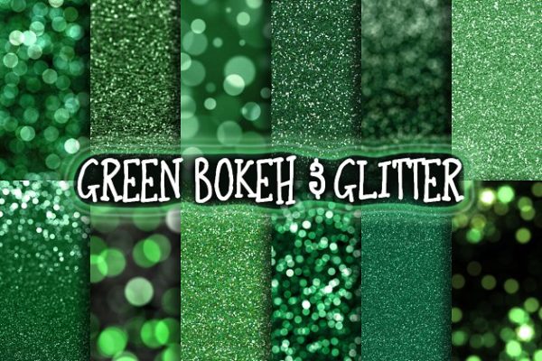 16款闪闪发光绿色散景背景图片 Green Glitter & Bokeh Backgrounds