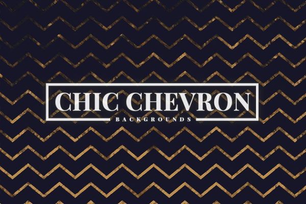 优雅金箔人字形纹理图案 Chic Chevron Backgrounds