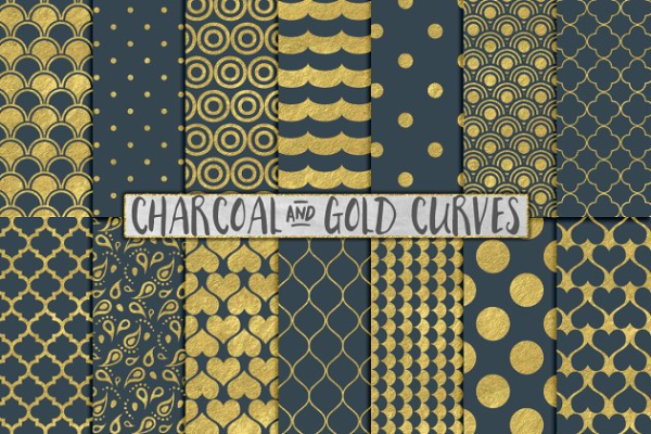 日本设计风格金箔灰色背景图片纹理 Grey and Gold Foil Backgrounds