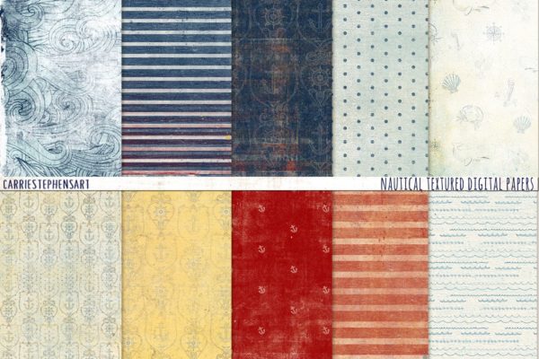 日式航海主题数码纸张纹理 Nautical Digital Paper, Textured
