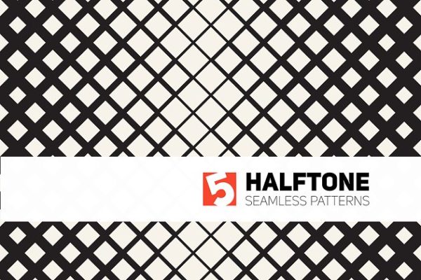 五张半色调无缝图案纹理背景图片 Five Halftone Seamless Patterns