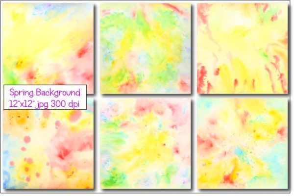 手绘抽象水彩画背景图片  Abstract Spring Background