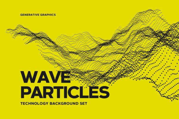 超高分辨率数字波粒子抽象背景图片素材 Digital Wave Particles Background Set
