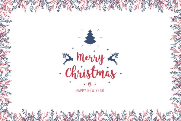 圣诞节节日气氛矢量边框素材 Christmas branches border with greetings vector