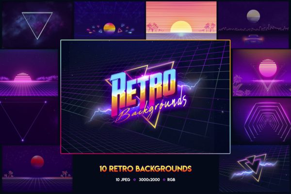 10款高清欧美80年代复古背景图片片精选素材v2 80s Retro Backgrounds vol.2