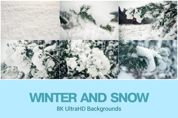 8K超高清落雪积雪高清照片背景图片素材 8K UltraHD Winter Theme Backgrounds