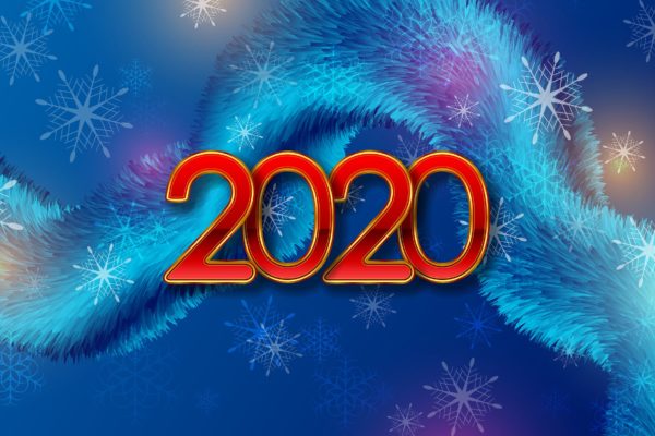 深蓝2020年新年主题抽象背景图片素材 Deep blue 2020 New Year abstract background