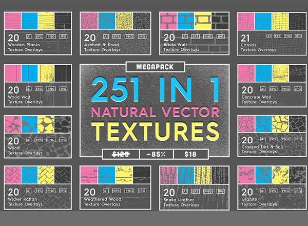 第一素材下午茶：一套巨大的高品质矢量背景肌理纹理素材精选下载[Ai，3GB]
