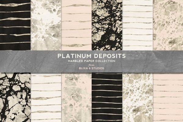 大理石铂金等奢华图案纹理 Platinum Deposits Marbled Gold Paper