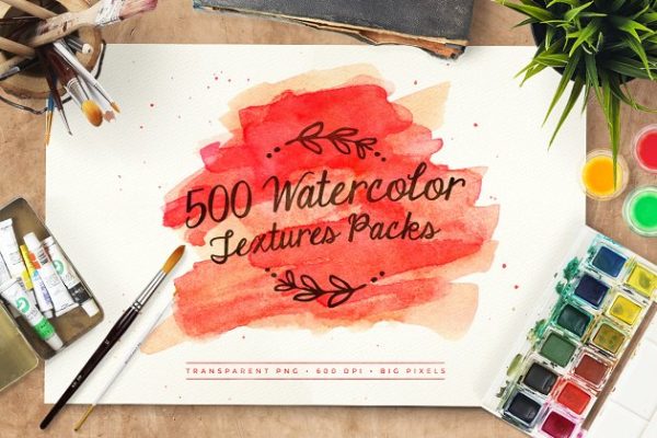500款透明背景水彩纹理汇总 Transparent Watercolor Textures Pack