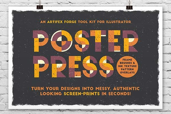 凌乱的墨水纹理和框架矢量素材下载 Poster Press Screen-Print Creator [ai]