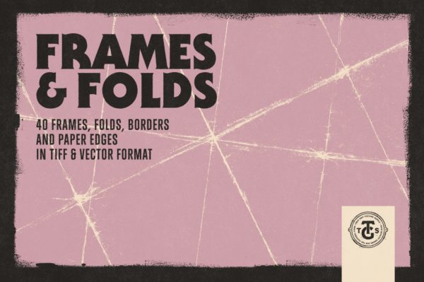 边框&皱褶做旧怀旧效果纹理汇总 FRAMES & FOLDS Texture Pack
