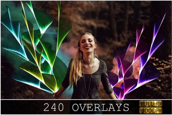 240个银河光束火焰叠层背景 Galactic Lights Bundle