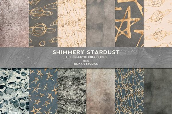 星尘金箔高端纹理背景 Stardust Gold Foil Stars & Textures