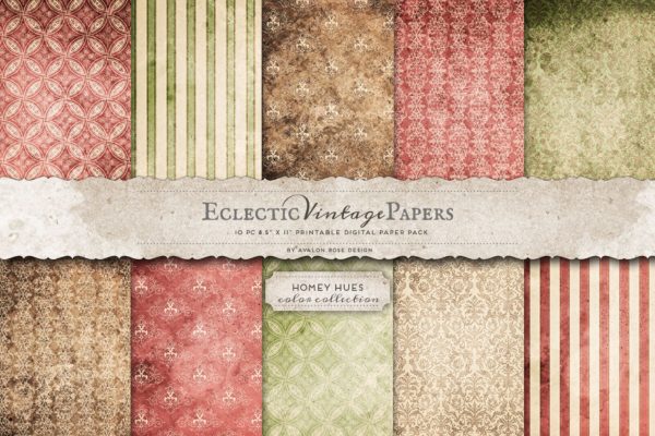 复古古典粉红浅金色调纸张纹理 Printable Papers – Homey Hues