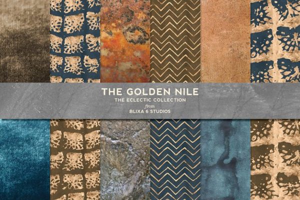 金色线条原始元素数字图形 The Golden Nile Patterns & Textures