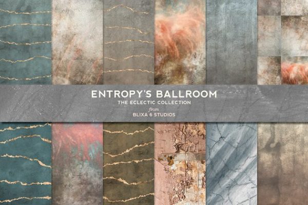 华丽的玫瑰金箔大理石纹理 Entropy’s Ballroom Rose Gold Texture