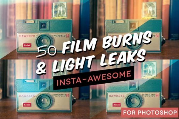 50+胶片炫光和漏光叠层效果图层 50+ Film Burns & Light Leaks