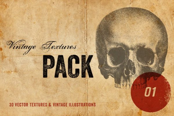 30个复古怀旧风格纹理素材精选包 Vintage Textures Pack