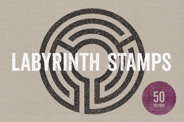 50款迷宫图形设计印章纹理汇总 Labyrinth Stamps
