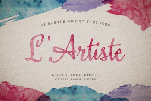 精致的艺术水彩纹理套装Vol.1 L’Artiste Subtle Artist Textures Volume 1