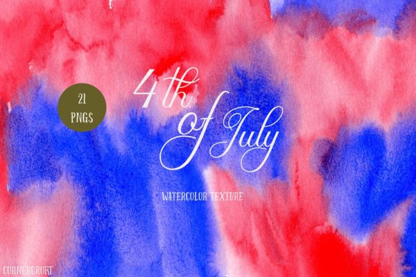 独立日流体手绘水彩纹理素材精选 Watercolor Texture 4th of July