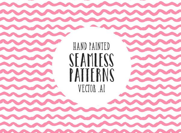 手绘线条/形状无缝矢量图案 Hand Painted Seamless Vector Patterns