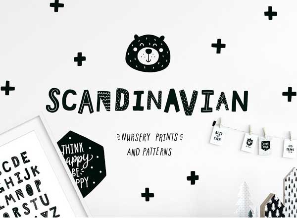 可爱的黑白动物手绘无缝背景元素[png,eps]