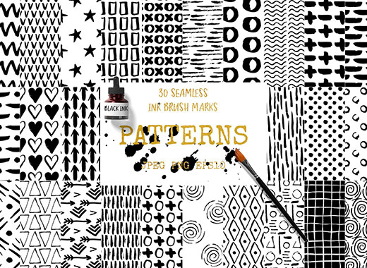 30款无缝模式的油墨图案背景纹理[eps,png,jpg]