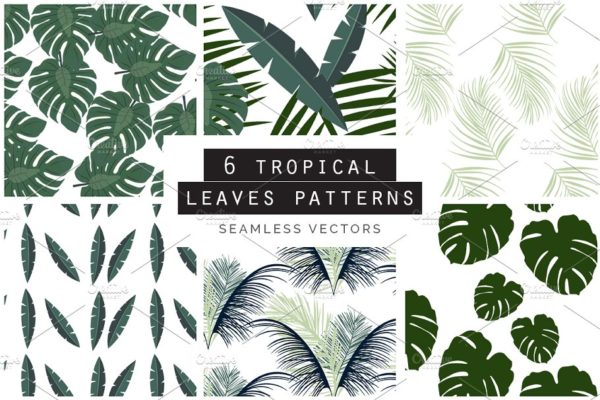 各种不同类型树叶无缝图案纹理素材精选 Leaves Seamless Patterns Collection