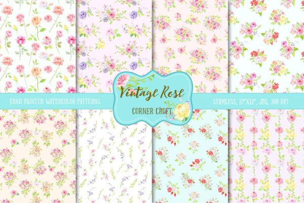 复古花样玫瑰图案纹理素材精选 Pattern Vintage Rose