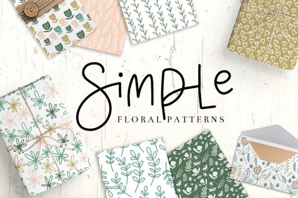 简约实用的花卉图案纹理素材精选 Simple Floral Patterns