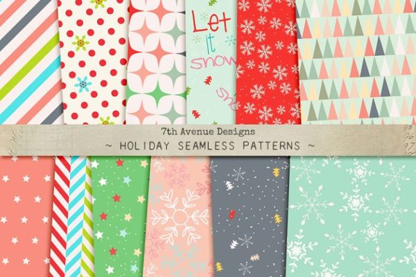 假日节日喜庆风无缝图案纹理素材精选 Holidays Seamless Patterns