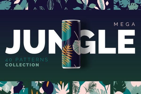 热带丛林矢量图案纹理素材精选 Jungle Tropics- Vector Patterns