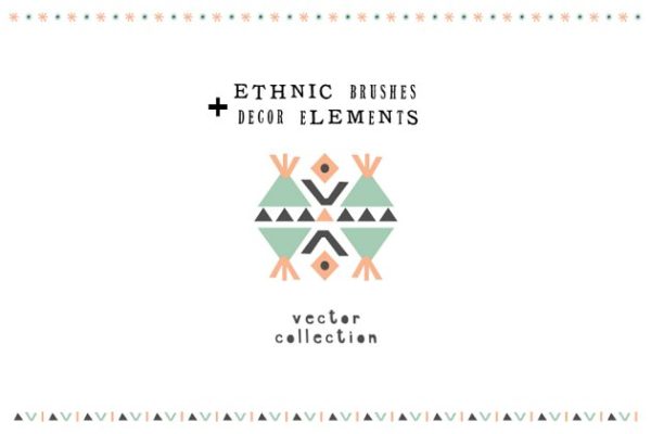 民族风矢量图案纹理素材精选 Ethnic vector brushes + BONUS