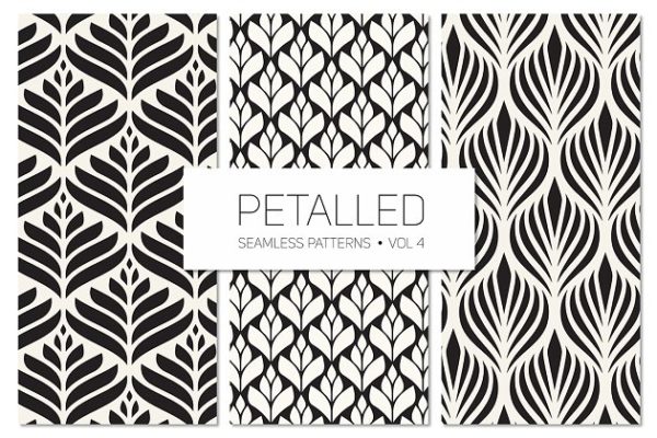 花瓣无缝图案纹理素材精选素材包 Petalled Seamless Patterns Set 4